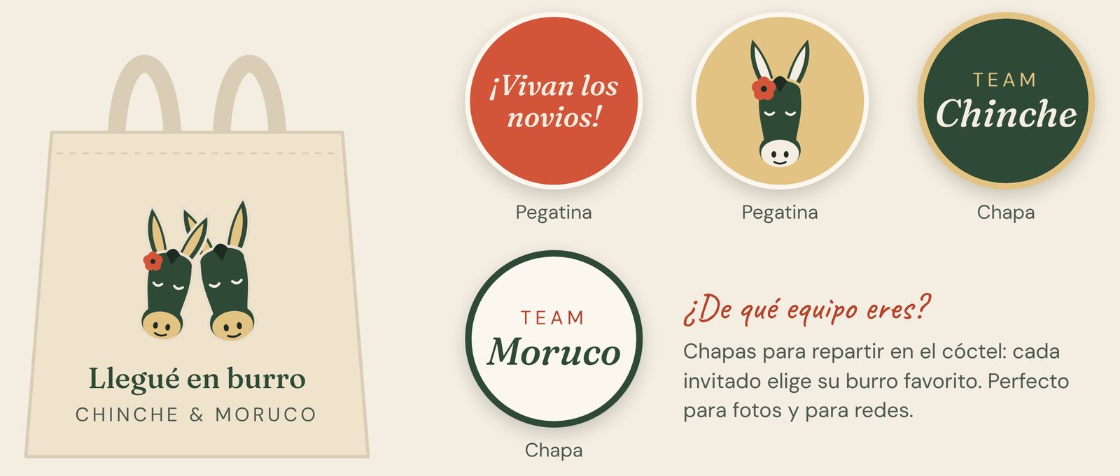 Bolsa tote, pegatinas y chapas Team Chinche y Team Moruco