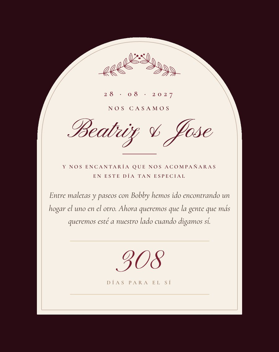 La invitación en arco con la cuenta atrás