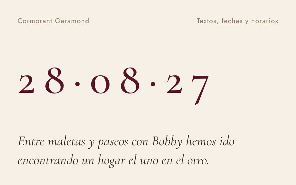 Muestra de la tipografía Cormorant Garamond