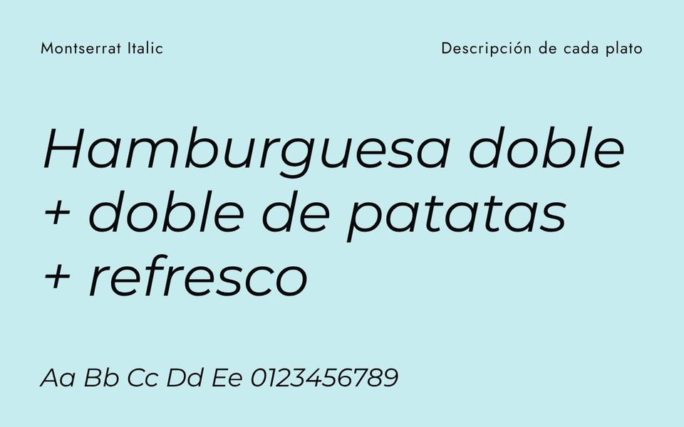 Muestra de la tipografía Montserrat Italic